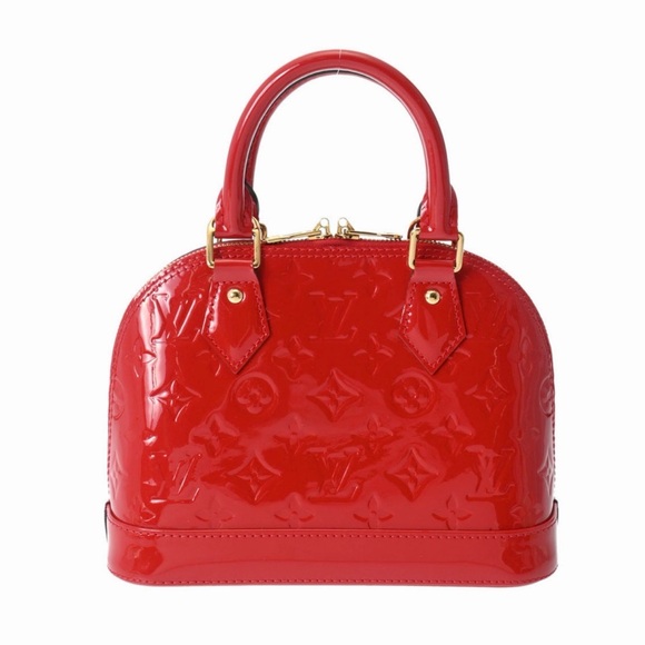 Inspire Handbags - Red Vernis Alma BB Satchel with Gold Hardware,  New